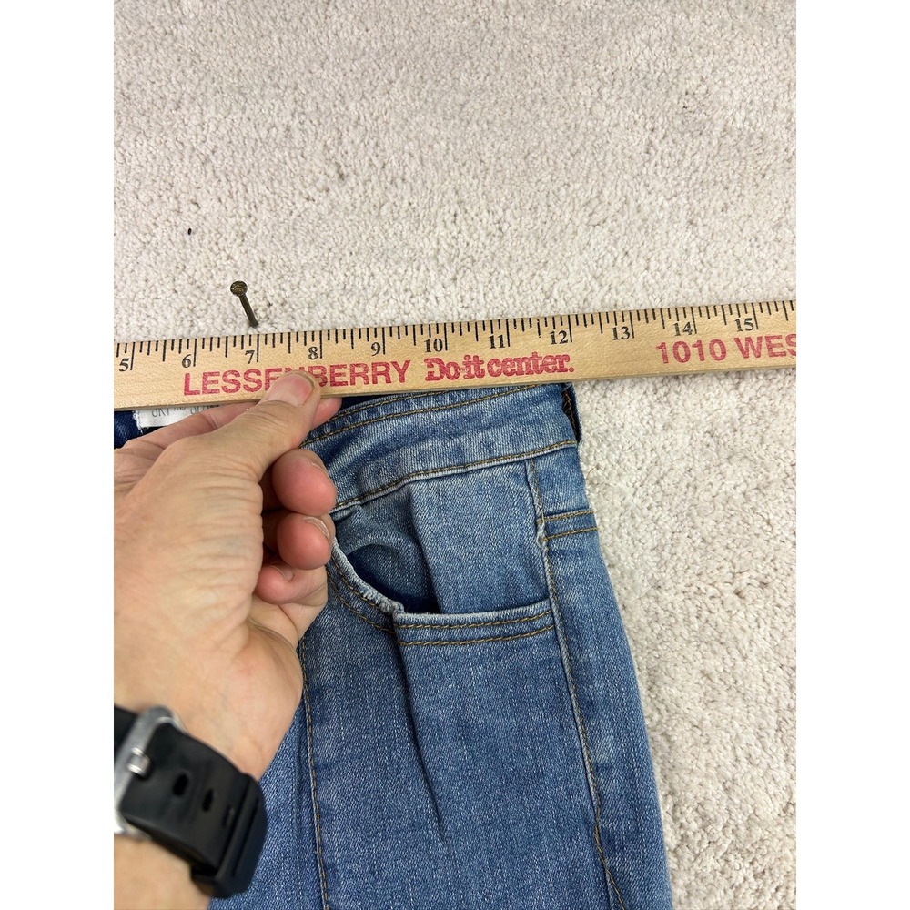Sky and Sparrow Jeans Womens 1 Blue High Rise Straight Leg Raw Hem Vintage Style - Picture 4 of 12
